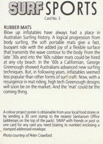 1985 Weet-Bix Surf Sports #3 Rubber Mats Back